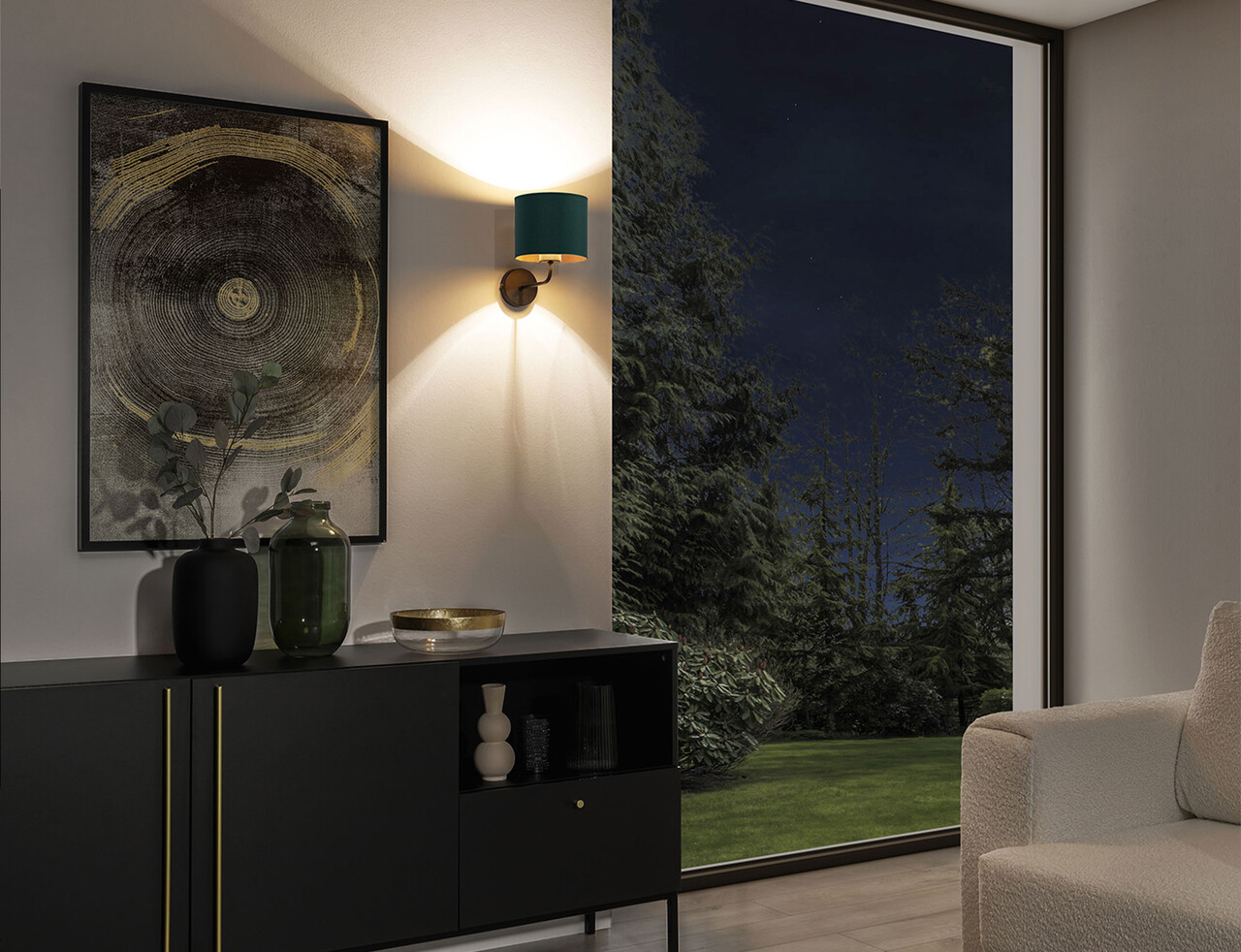 Aplica de perete ELTAP, Vespillo, 26x18x24 cm, 1xE27, 15W, otel/PVC, verde/auriu - imagine 6